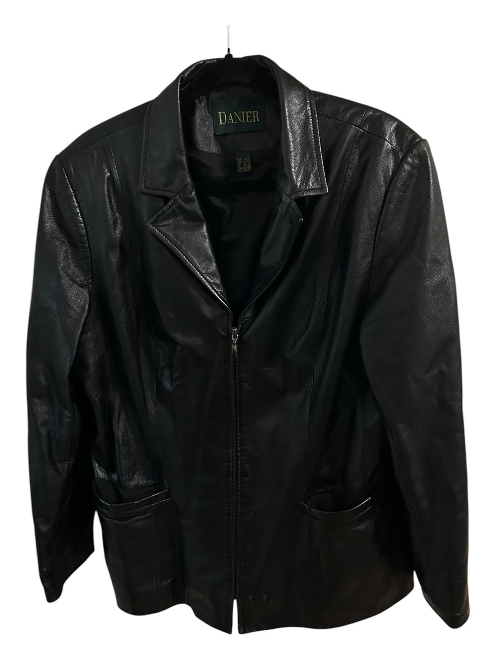 Danier Black Leather Bomber-Style Zip Jacket